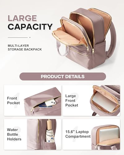 wepadre Carry On Backpack For Women Men Flight Approved Waterproof Travel Backpack With Laptop Compartment Personal Item Bag For Airlines Anti Theft Gym Backpack Casual Daypack Backpacks - color: Pink-purple
