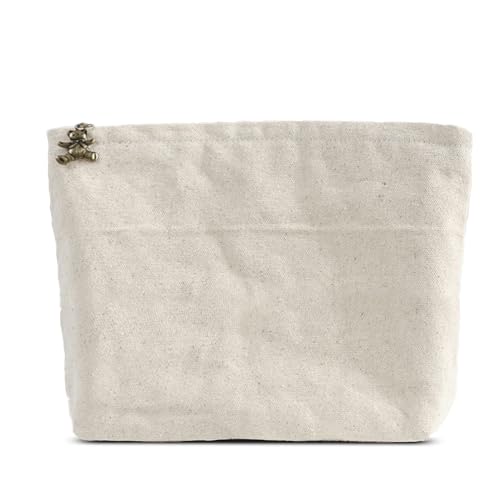 HAPPYHEIDI Canvas Pouch for Tools, Painting Pouch, Raw White, Cotton Blend, Solid, Zipper, 7.1x2.4x7 Inches, Natural - color: GR-Canvas-Raw White