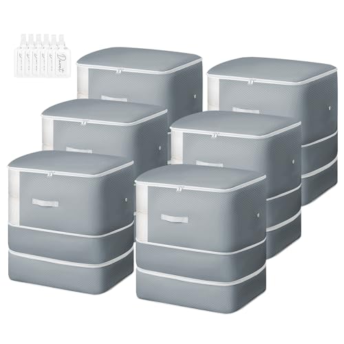 Comforter Storage Bag - Extra Large Capacity Blanket Storage Bags 3-Layer Ultra Space Saving Self Compression Organizer, Washable Compression Bags for Storage Comforter Blanket, 6-Pack, Grey - color: Grey, size: XL-6 Pack - 3-Layer