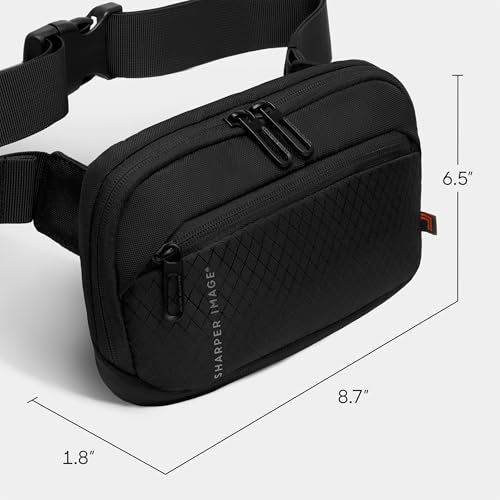 Sharper Image Crossbody Sling Bag for Men or Women Water Resistant Small Cross Body Fanny Pack Chest/Belt Bag with Adjustable Shoulder Strap for Outdoor Travel Hiking,Black (Metro Collection)