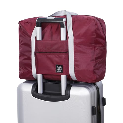 Travel Bag 24 Packes Carry on Luggage Foldable Duffel Bag Sports Gym Bag Weekender Overnight Bag Water Resistant Nylon Travel Duffel for Men Women (Red 24PCS) - color: Red 24