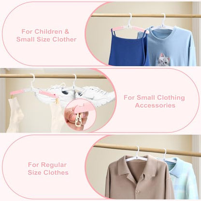 Foldable Travel Hangers for Cruise, 6 Pack Portable Collapsible Hangers with Clips, Folding & Space-Saving Suitcase Hangers for Travel, (Pink-White) - color: Pink-white