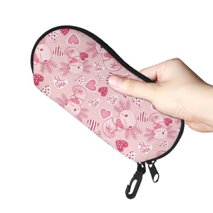 AFPANQZ Glasses Case with Carabiner Hanging Portable Neoprene Zipper Sunglasses Case Soft Lightweight - color: Axolotl