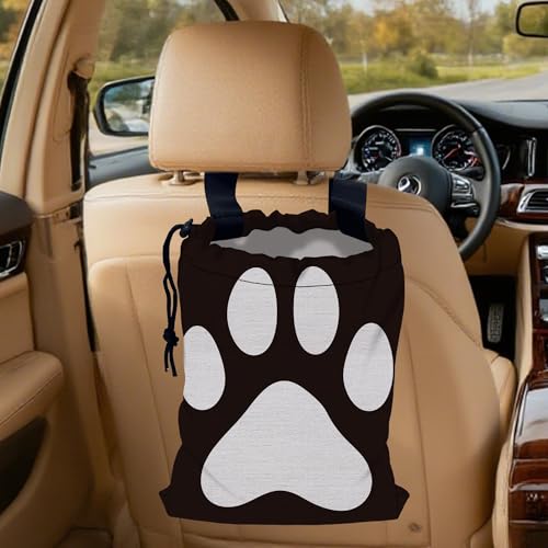 Dog Paw Car Garbage Bag, Small Car Trash Bag with Drawstring Closure and Adjustable Buckle for Car Back Seat, SUVs, Camping, Road Trips - color: Dog Paw