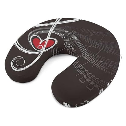 Treble Love and Music Travel Pillow Neck Rest Memory Foam U-Shaped Pillow Soft Comfortable Travel Neck Pillow Sleeping Rest Cushion Travel Accessories for Airplane Car Office