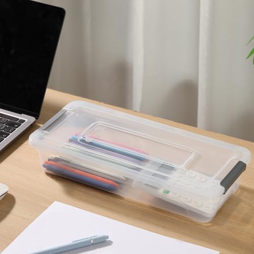 8 Pack 4QT Clear Plastic Storage Bins with Lids Stackable Storage Box for Crafts, Supplies Plastic Container Bins for Organizing (Small 8Pack) - size: Small 8Pack