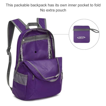 G4Free 20L Lightweight Packable Backpack Travel Hiking Daypack Foldable Backpack for Men Women - color: Purple