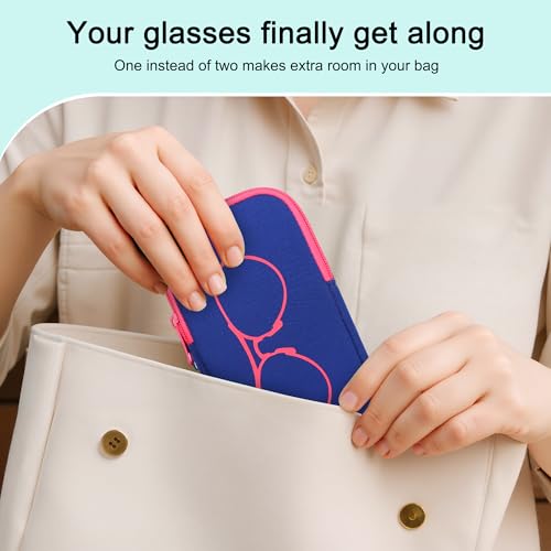 KKP Double Eyeglass Case | Sunglasses Cases with 2 Compartments - color: Blue/Aqua
