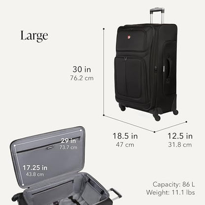 SWISSGEAR Sion Softside Expandable Spinner Luggage Durable Lightweight Travel Suitcase, Black, 3-Piece Set (Carry-On/Medium/Large) - color: Black, size: 3-Piece Set (Carry-On/Medium/Large)