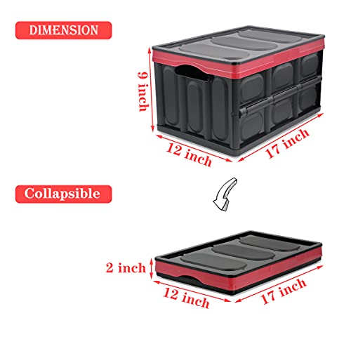 GUOZI 30 Liter Collapsible Storage Bin with Lid, Durable Plastic Folding Storage Crate, Stackable Storage Box Organizer Container for Keepsake Toy Photos Office Nursery Wardrobe Bookshelf etc.