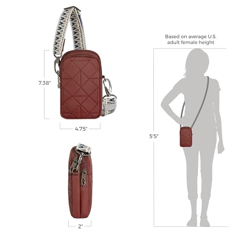 Travelon Anti-Theft Boho 2 Compartment Phone Crossbody - color: Paprika