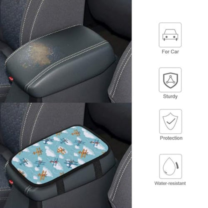 Car Armrest Cover Cute Airplane, Soft Cushion Pad for Auto Center Console Handrail Box, Universal Fit for Most Cars - color: Picture (66)