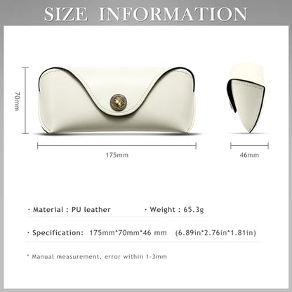 SUNGAIT Vegan Leather Glasses Case Portable Sunglasses Holder Hard Shell Slim Design Travel-Ready - color: White