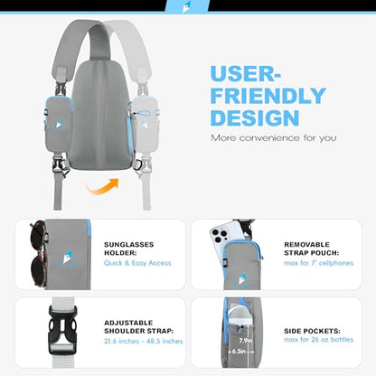 Seektop RFID Anti-Theft Crossbody Bag Sling Backpack for Women & Men, Casual Chest Daypack for Daily Travel - color: Gray
