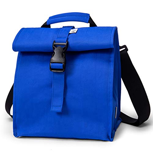 SUNNY BIRD Insulated Lunch Bag Rolltop Lunch Box Tote Lunchbox Bag for Women, Men, Adults and Kids (Blue) - color: Blue