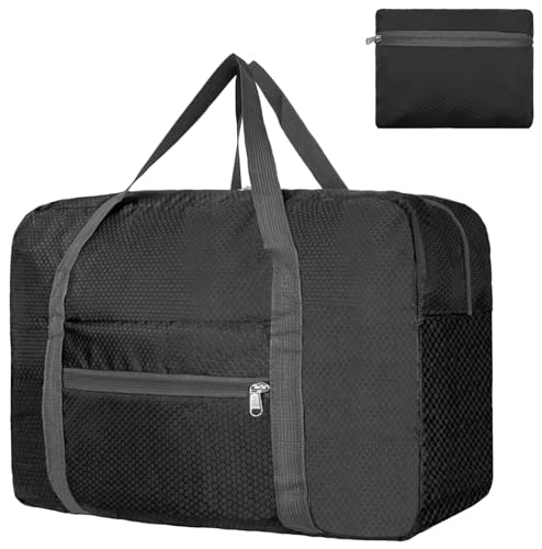 For Spirit Airlines Personal Item Bag 18x14x8 Foldable Carry on Bags for Airplanes Travel Duffel Bags for Women and Men - color: Black, size: Without Shoulder Strap