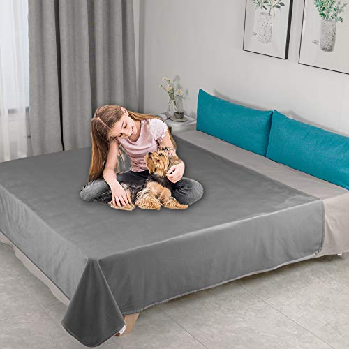 Ameritex Pet Bed Blanket Reversible 100% Waterproof Velvet Super Soft for Sofa and Bed (40x60 Inches, Light Grey+Beige) - color: Light Grey+beige, size: 40x60 Inches