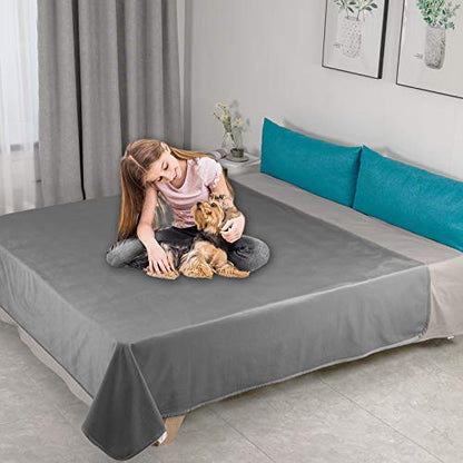 Ameritex Pet Bed Blanket Reversible 100% Waterproof Velvet Super Soft for Sofa and Bed (40x60 Inches, Light Grey+Beige) - color: Light Grey+beige, size: 40x60 Inches