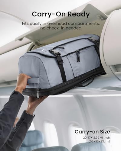 tomtoc Travel Backpack 40L, TSA Friendly Flight Approved Carry-on Luggage Hand Water-resistant Lightweight Business Rucksack, Durable Large Weekender Bag Daypack Fits 17.3 Inch Laptop - color: Silver Gray-ripstop, size: 40L