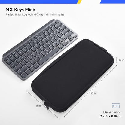 imComor Keyboard Sleeve Case for Logitech MX Keys Mini Minimalist Illuminated Keyboard, Wireless Travel Shockproof Protective Neoprene Bag, Black - size: Logitech MX Keys Mini