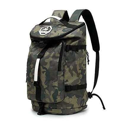 Kalesi Gym Duffle Bag Backpack 4-Way Waterproof with Shoes Compartment for camouflage travel Sport Hiking laptop (camouflage) - color: Camouflage