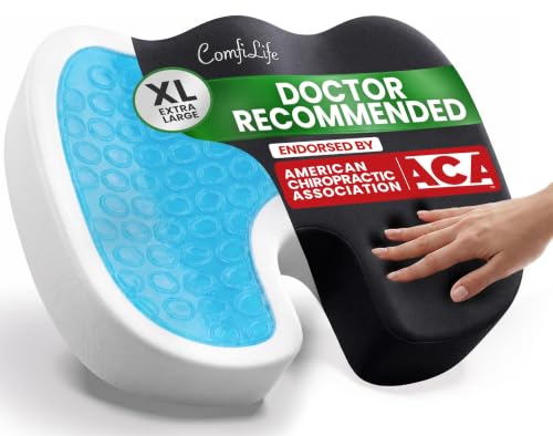 ComfiLife Extra Large Gel & Memory Foam Seat Cushion - Doctor Recommended Office Chair Cushion, Car Seat Cushion - Back & Sciatica Pain Relief - Wide Seat Cushion for Big & Tall (Black) - color: Black, size: X-Large