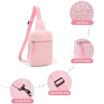 Birthday Gifts for 8 9 10 11 12 Year Old Teens Girls Kids, Fanny Pack Crossbody Bag Sling Belt Bags Purse, Dorm Travel Essentials for Girls Fashion, Preppy Tween Teen Girl Gift Trendy Stuff - color: Plush Pink