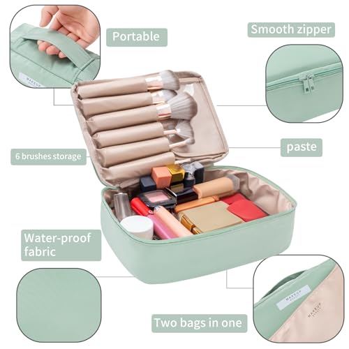 Queboom Travel Makeup Bag Cosmetic Bag Makeup Bag Toiletry bag for women and men (Green) - color: Green