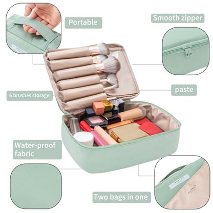 Queboom Travel Makeup Bag Cosmetic Bag Makeup Bag Toiletry bag for women and men (Green-3pcs) - color: Green-3pcs