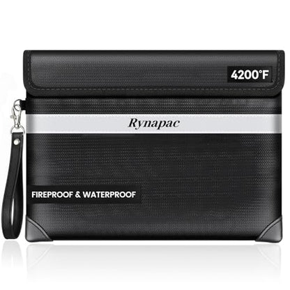Rynapac Fireproof Document Bag Upgraded 4200°F, 14.2”x 10.2”Waterproof Fireproof Money Bag for Cash with zipper, Important Document Organizer for Home, Office, and Travel, Legal Documents Safe - size: 14.2'' x 10.2''