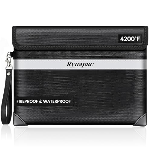 Rynapac Fireproof Document Bag Upgraded 4200°F, 14.2”x 10.2”Waterproof Fireproof Money Bag for Cash with zipper, Important Document Organizer for Home, Office, and Travel, Legal Documents Safe - size: 14.2'' x 10.2''