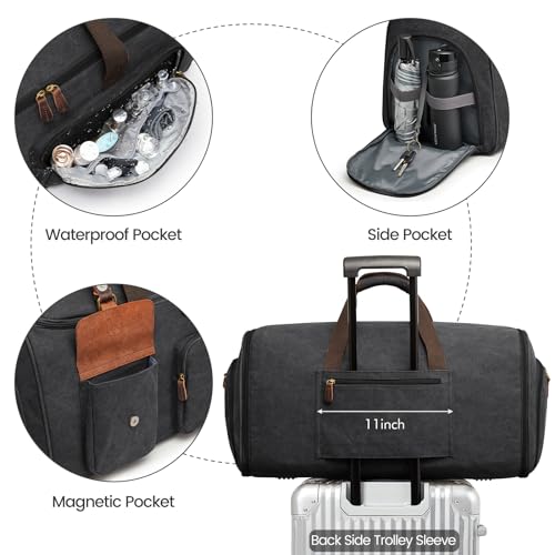 S-ZONE Garment Bags for Travel Convertible Garment Duffle Bags for Travel Suit Carry on Luggage for Men Hanging Suitcase - color: Black
