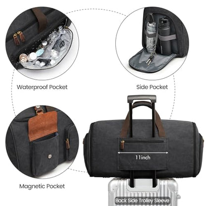 S-ZONE Garment Bags for Travel Convertible Garment Duffle Bags for Travel Suit Carry on Luggage for Men Hanging Suitcase - color: Black