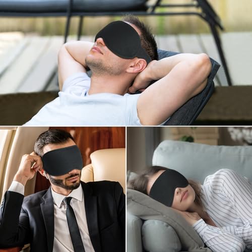 Gritin 100% Blackout Sleep Eye Mask for Women Men, Zero Pressure Sleeping Mask - Ergonomic Design 3D Cutout Eye Movement and Eyelash Friendly Night Blindfold, Ultra Soft Comfortable for Sleeping - color: Black