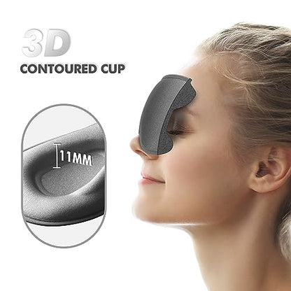 Sleep Eye Mask for Men Women, Sleeping Mask for Side Sleeper, Travel Blackout Night Blindfold Eye Shade Cover with Adjustable Strap (Ash Grey) - color: Ash Grey