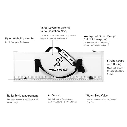MORXPLOR Insulated Fish Cooler Bag for Fishing 41x17 47x17In 50x20In 60x24 72x30 80X40 Inches,Large Insulated Fish Kill Bag,Fishing Catch Bag Cooler with Water-resistant Zipper - color: 120 White