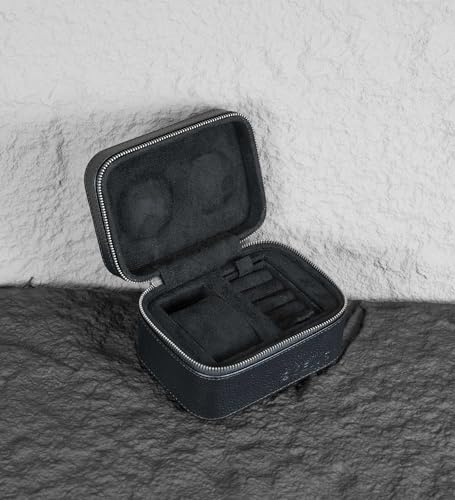 2 Watch Travel box Real Top-grain Leather Two Watch Roll Case for Man and Women Watches Packing Box Storage Organizer with Black Suede to Protection Zipper Fit All Watches Up to 60mm (2W-Z-BB) - color: 2W-Z-BBL