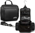 Extra Large (11.8”x11.8”x4”) Hanging Travel Toiletry Bag for Men and Women - Cosmetic Travel Bag With Shoulder Strap - Waterproof Hygiene Bag with Metal Swivel Hook and 19 Compartments for Toiletries - color: XXL Jet Black