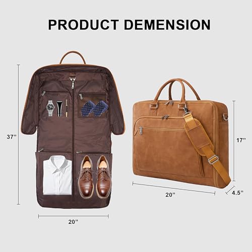 Garment Bag for Travel Large Carry on Garment Bags Men Women | Garment Suitcase Bags - color: Brown