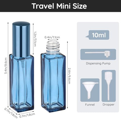 Segbeauty 0.34oz Small Perfume Bottle Refillable, 5 Packs Portable Glass Perfume Atomizer Sprayer, 10ml Mini Cologne Bottles Empty, Travel Size Cologne Spray Bottle with Dispenser Transfer Tools - color: Black Pink Gold Gray Blue, style: Mini Bottles