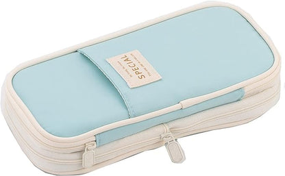 Arnuixty Large Storage Pencil Case Pen Bag with Zipper Big Capacity Pouch Organizer for Office Travel Holder Box - color: Blue