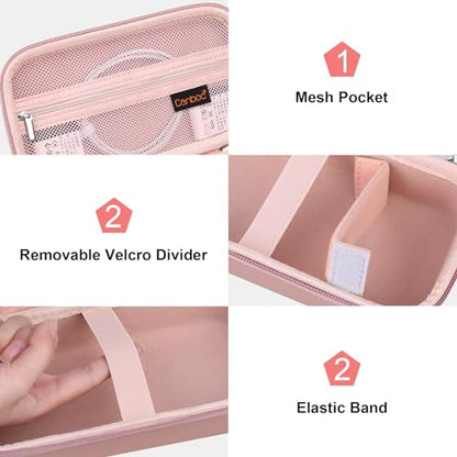 Canboc Carrying Case for Ceptics Universal Travel Adapter Kit, World Travel Adapter Kit Box with Removable Shoulder Strap, Zipper Mesh Bag fit USB Cable, Rose Gold (Case Only) - color: Rose Gold+Rose Gold