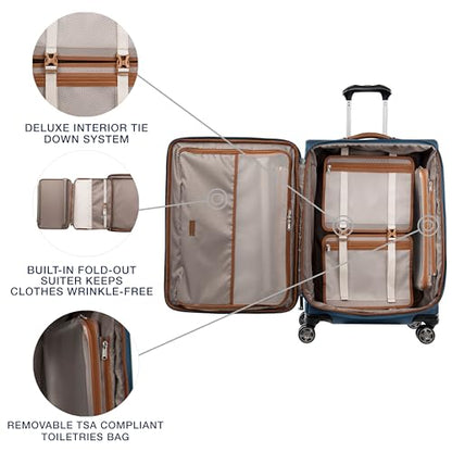 Travelpro Platinum Elite Softside Expandable Luggage, 8 Wheel Spinner Suitcase, TSA Lock, Men and Women, Coastal Blue, 2-Piece Set (21/25) - color: Coastal Blue, size: 2-Piece Set (21/25)
