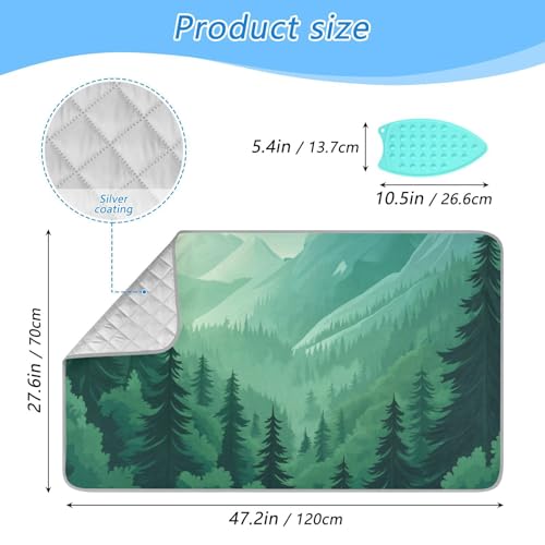 Mountain Forest Trees Green 02 Ironing Mat for Table top Portable Ironing Pad Blanket for Washer Dryer Countertop Travel - color: Mountain Forest Trees Green 02