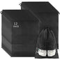 12 Pack Large Shoe Bags for Packing with Clear Window, Dustproof Drawstring Travel Shoe Storage Bags for Men & Women, Black - color: Black