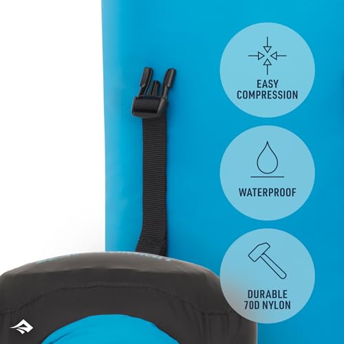 Sea to Summit eVac Compression Dry Bag, Waterproof Compression Sack, 35 Liter, Turkish Tile Blue - color: Turkish Tile Blue, style: 35 Liter