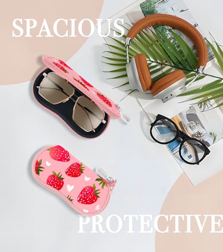 Sunglasses Case Soft Glasses Cases for Women Pouch Eyeglass Bag Eye Glass Kids Girls Sun Glasses Cute Kawaii - color: Strawberry