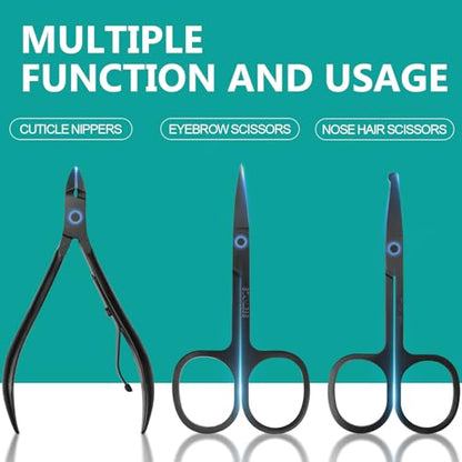 Nail Clippers Set, 26 Piece Manicure Set & Pedicure Kit, Stainless Steel Fingernail & Toenail Clipper Cutters, Professional Nail Care Tools with Luxurious Travel Case for Men and Women, Brown - color: Brown