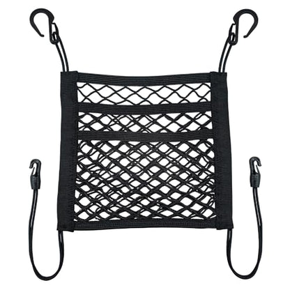 3-Layer Car Mesh Organizer Storage Between Front Seats Kid Dog Pet Net Barrier Car Net Pocket Elastic Tissue Purse Holder Netting for SUV, Van - size: 11.8 x 10.6 inch