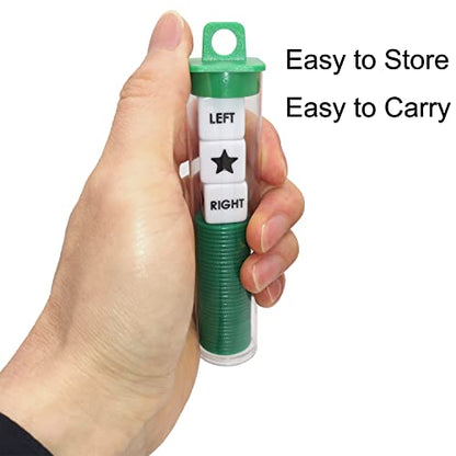 Ahoper Left Right Center Dice Game Prime Set Bundle with 3 Dices + 36 Chips. Round Tube Storage is Very Convenient for Travel. Easy to Store, Carry Around. (Green) - color: Green